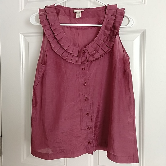 J. Crew Tops - J. Crew pink ruffle tank